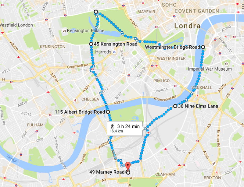 Mappa percorso running a Londra